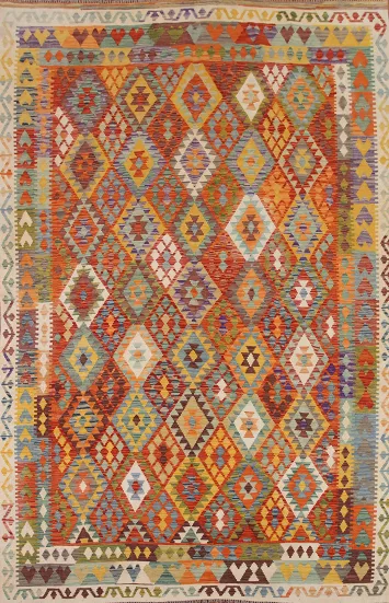 Multicolor Kilim Reversible Wool Area Rug 8x11