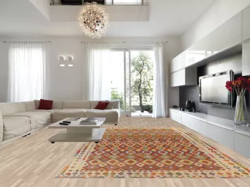 Kilim Geometric Large Wool Rug 10x17