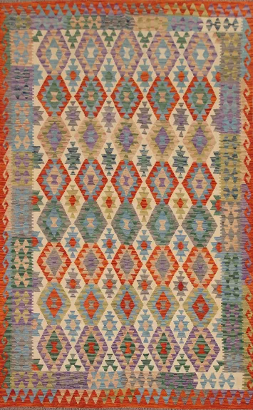 Reversible Wool Kilim All-Over Area Rug 7x10