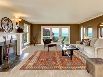 Geometric Kilim Wool Area Rug 8x11