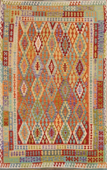 Geometric Kilim Wool Area Rug 8x11