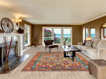 Geometric Wool Kilim Area Rug 8x12