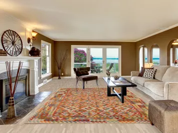 Geometric Kilim Wool Area Rug 8x12