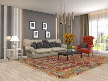 All-Over Kilim Wool Area Rug 8x11