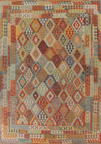 Reversible Wool Kilim Area Rug 10x13