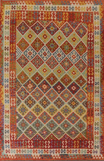 Geometric Wool Kilim Oriental Area Rug 8x11