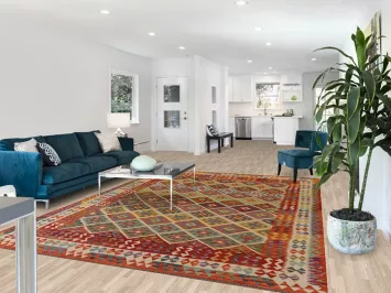 Geometric Wool Kilim Oriental Area Rug 8x11