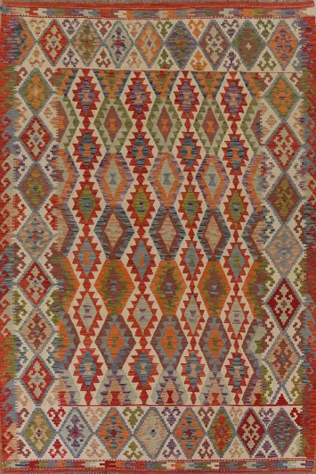Colorful Kilim Reversible Wool Area Rug 8x11