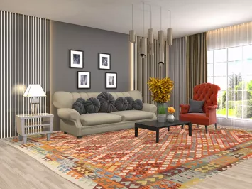 Colorful Kilim Reversible Wool Area Rug 10x13