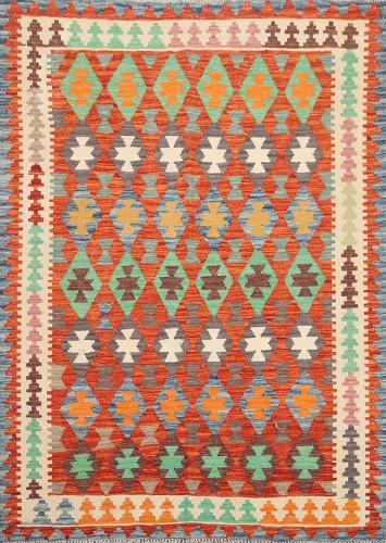 Reversible Wool Kilim Oriental Area Rug 5x6