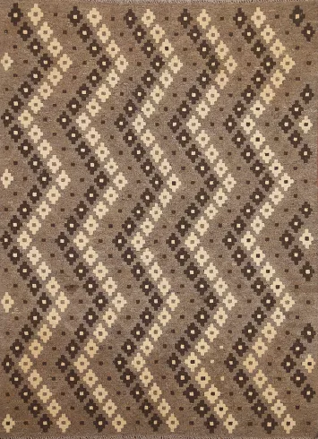 Brown Wool Kilim Oriental Area Rug 5x6