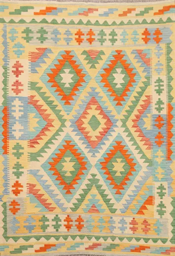 Reversible Wool Kilim Oriental Area Rug 5x6