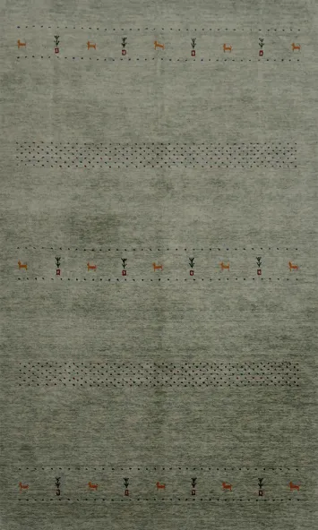 Minimalist Gabbeh Area Rug 5x8 Featuring Unique Decorative Patterns