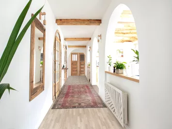 Distressed Wool Ardebil Persian Runner Rug 4x10