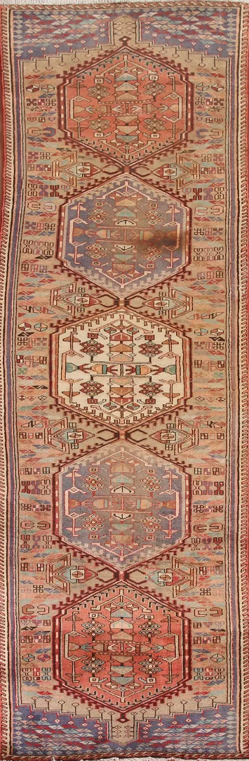 Handmade Wool Ardebil Persian Runner Rug 3x10