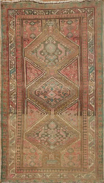 Vintage Wool Zanjan Persian Area Rug 4x6