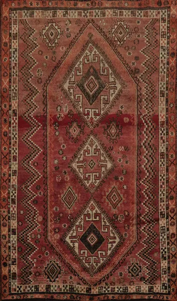 Vintage Red Wool Vegetable Dye Lori Persian Area Rug 5x8