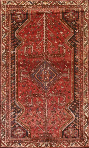 Tribal Red Shiraz Persian Area Rug 5x8