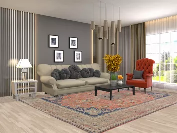 Orange Wool Mashad Persian Area Rug 8x11