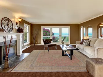 Pink Floral Mashad Persian Area Rug 10x13