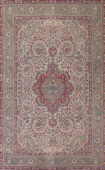 Vintage Floral Tabriz Persian Area Rug 6x10