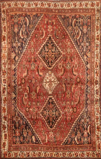 Tribal Geometric Qashqai Persian Area Rug 5x7