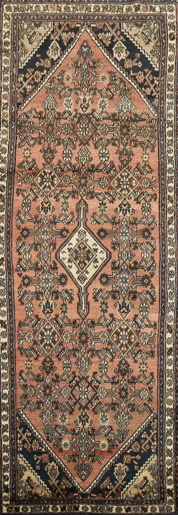 Vintage Hamedan Persian Runner Rug 3x10