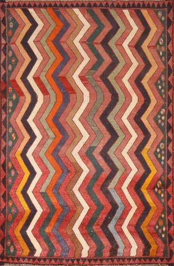 Chevron Style Gabbeh Persian Area Rug 4x6