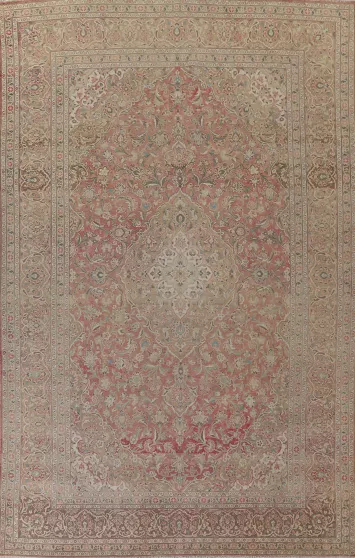 Large Floral Mashad Persian Area Rug 10x14