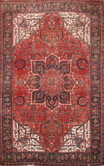 Geometric Red Heriz Persian Area Rug 8x11