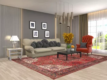 Geometric Red Heriz Persian Area Rug 8x11