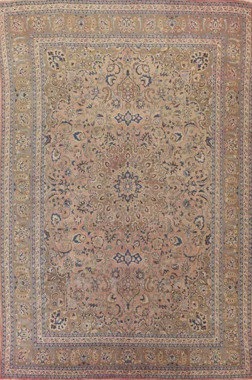 Handmade Floral Mashad Persian Area Rug 9x12