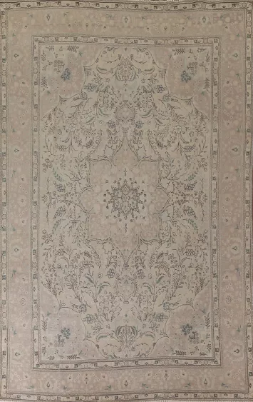 Distressed Floral Tabriz Persian Area Rug 10x13