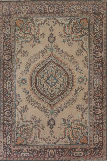 Distressed Wool Tabriz Persian Area Rug 7x10