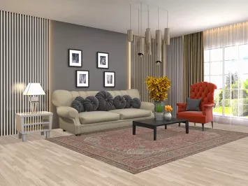 Pink Geometric Tabriz Persian Area Rug 6x9