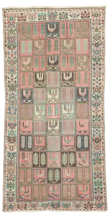 Pink Wool Bakhtiari Persian Area Rug 5x9