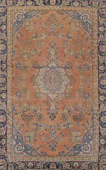 Handmade Wool Mashad Persian Area Rug 6x9