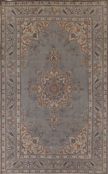 Distressed Over-Dyed Tabriz Persian Area Rug 7x10