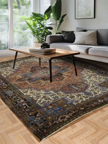Geometric Heriz Persian Area Rug 7x10