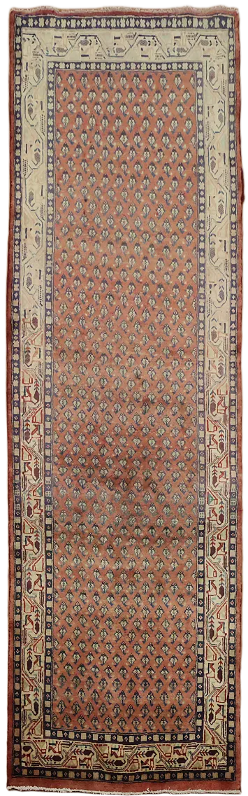 Vintage Botemir Persian Runner Rug Featuring Intricate Border Design 3x'10'