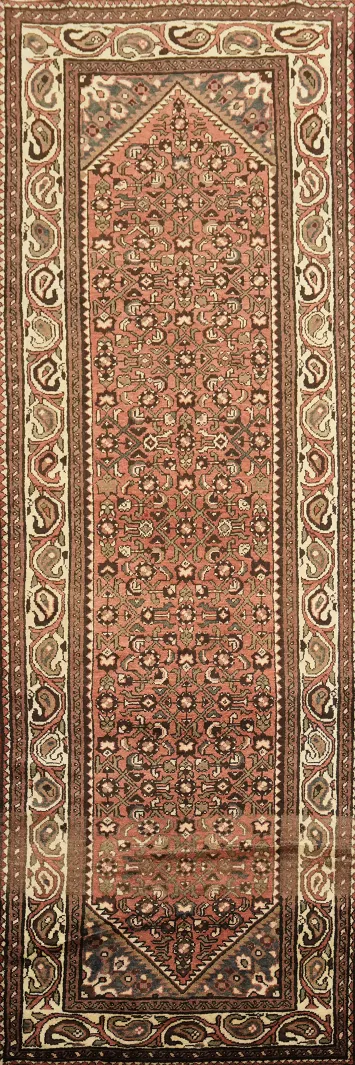 Vintage Wool Hamedan Persian Runner Rug 3x10