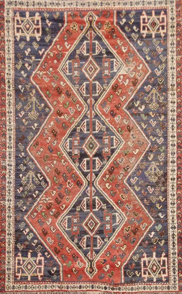 Navy Blue/ Red Shiraz Persian Area Rug 5x7