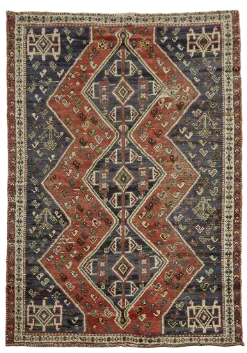 Vintage Shiraz Persian Rug Rug with Authentic Heritage Vibes 5x7
