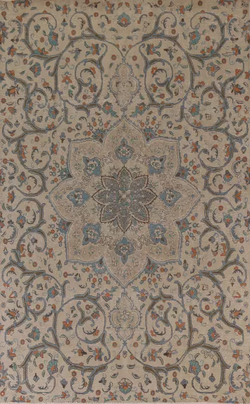 Floral Distressed Tabriz Persian Area Rug 7x10