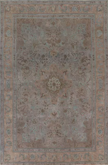 Distressed Over-Dyed Tabriz Persian Area Rug 7x9