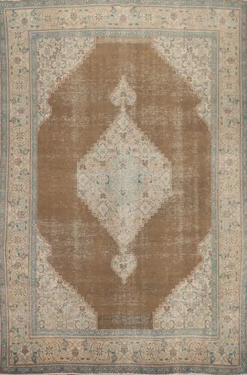 Brown Wool Tabriz Persian Area Rug 8x11