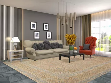 Floral Wool Mashad Persian Area Rug 9x12