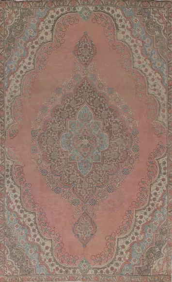 Pink Wool Tabriz Persian Area Rug 6x10