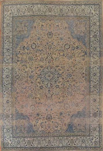 Distressed Floral Sarouk Large Persian Rug 11x14