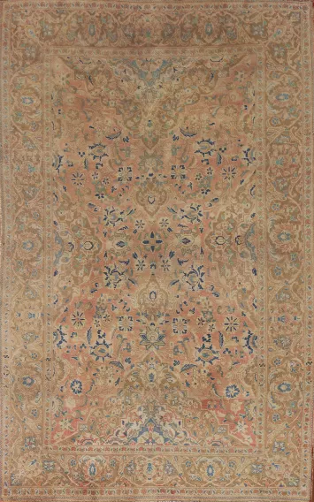 Vintage Floral Mashad Persian Area Rug 5x7